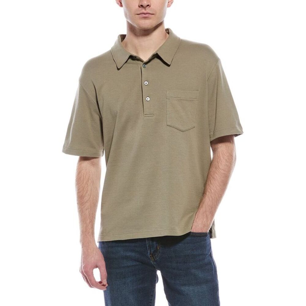 Frame Denim Mens  Duo Fold Polo Shirt, Green